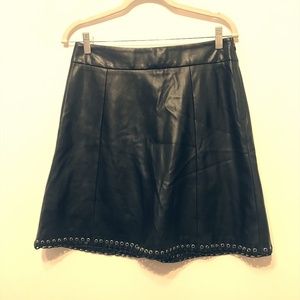 Faux leather midi w grommet lacing hem detail